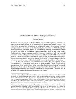 The Crisis of March 1793 and the Origins of the Terror - H