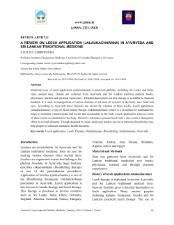 a review on leech application - Journal of Ayurveda and Holistic