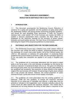 Reduction in sentence for a guilty plea resource assessment