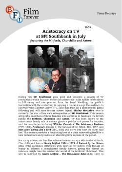 Aristocracy on TV at BFI Southbank in July