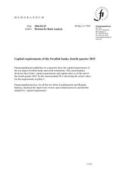 Memorandum: Capital requirements of the Swedish banks, fourth