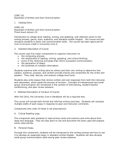 CORE 101 Essentials of Written and Oral Communication 1. Catalog