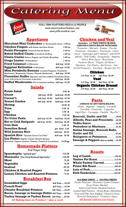 Catering Menu - Jefferson Diner