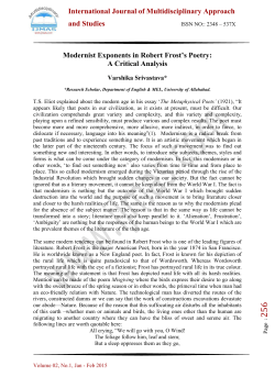 Modernist Exponents in Robert Frost`s Poetry