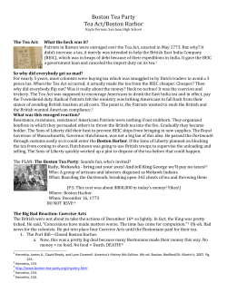 Boston Tea Party Tea Act/Boston Harbor