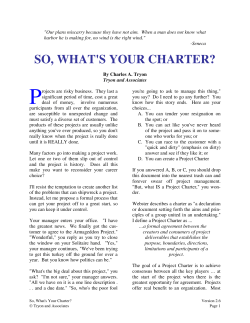So, What`s Your Charter?