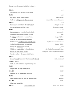 Excerpt from ​Romeo and Juliet, ​Act 4, Scene 1 FRIAR 4.1.1 On