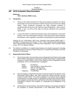 AP 3410 Unlawful Discrimination - North Orange County Community