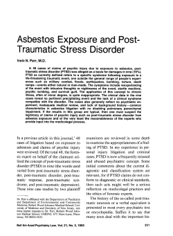 Asbestos Exposure and Post- Traumatic Stress Disorder