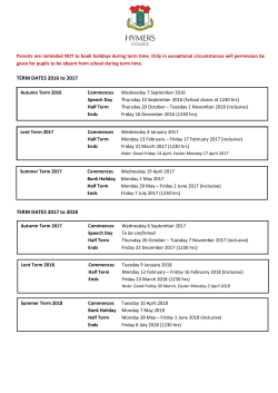 Hymers Term Dates Schedule 2016-18