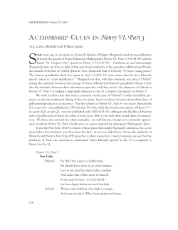 AUTHORSHIP CLUES IN Henry VI, Part 3