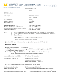 PHOSPHORUS - 33 [P-33] PHYSICAL DATA Beta Energy: 249 keV