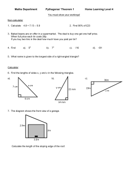 Maths Department Pythagoras` Theorem 1 Home Learning Level 4 7
