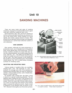 Unit 19 SANDING MACHINES