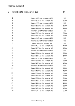 Teacher check list G Rounding to the nearest 100 D