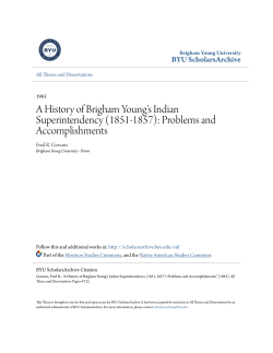 A History of Brigham Young`s Indian Superintendency