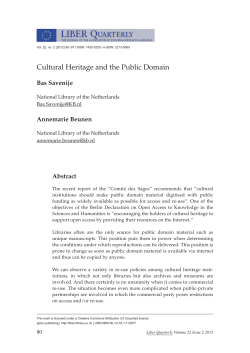 Cultural Heritage and the Public Domain