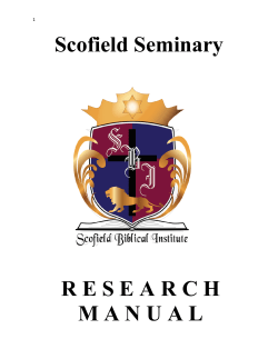 Scofield Manual - Scofield Biblical Institute
