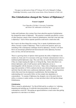 Has Globalization changed the Nature of Diplomacy?
