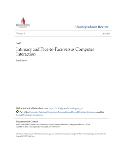 Intimacy and Face-to-Face versus Computer Interaction