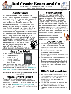 2016-2017 3rd Grade Welcome Letter