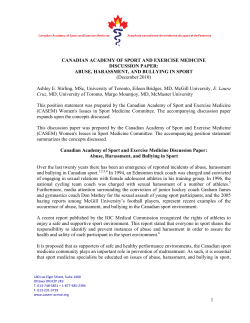 ABUSE, HARASSMENT, AND BULLYING IN SPORT