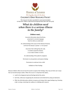 Children`s Packet - Hospice Of Lenawee