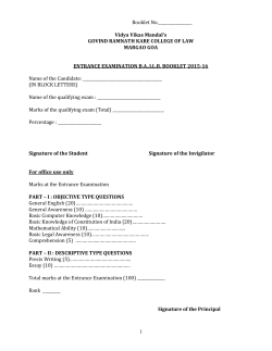 Model Question Paper for B.A.LL.B. Programme