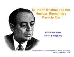 Dr. Homi Bhabha and the Dr. Homi Bhabha and the Nuclear