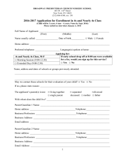 2016-2017 Application for Enrollment in 4s and Nearly 4s Class