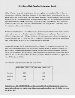 Camp Akela Preregistration instructions and form - Mason