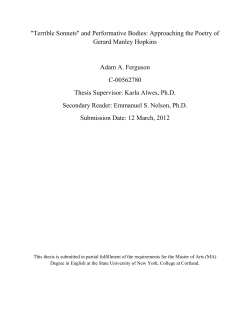 "Terrible Sonnets" and Performative Bodies: Approaching the Poetry