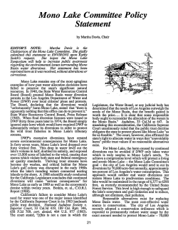 Mono Lake Committee Policy Statement
