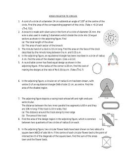 AREAS RELATED TO CIRCLES 1. A cord of a circle of a diameter