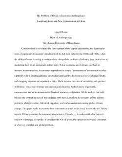 Sumptuary Laws and New Consumerism in China Joseph Bosco