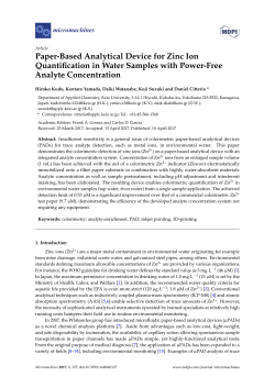 Paper-Based Analytical Device for Zinc Ion Quantification in Water