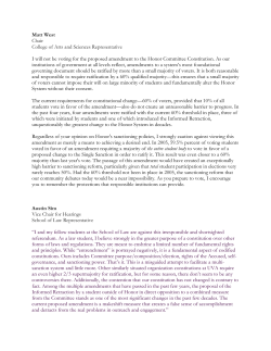 Matt West Chair College of Arts and Sciences Representative I will