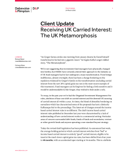 Client Update Receiving UK Carried Interest: The UK Metamorphosis