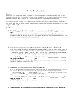 Jim Crow Essay/Topic Sentences