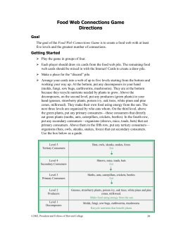Food Web Connections Game Directions