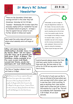 Newsletter 23.9.16 - St Mary`s RC Primary School