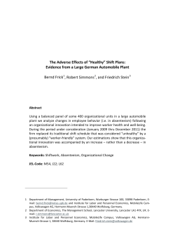 The Adverse Effects of &ldquo;Healthy&rdquo; Shift Plans: Evidence from a Large