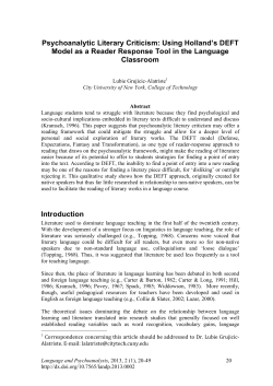 Psychoanalytic Literary Criticism: Using Holland`s DEFT Model as a