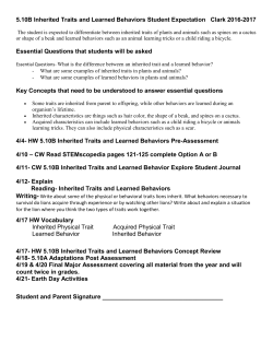 5.10B Inherited Traits and Learned Behaviors Student Expectation