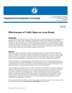 Effectiveness of Traffic Signs on Local Roads