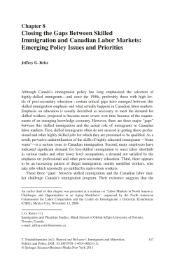 Closing the Gaps Between Skilled Immigration and Canadian Labor