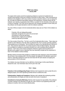 1 IPENZ Code of Ethics 1 January 2005 The respect which society