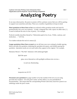Analyzing Poetry - Capilano University