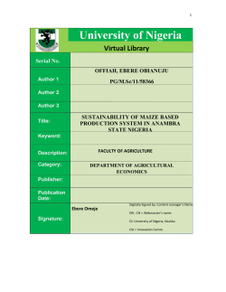 SUSTAINABIL PRODUCTION OFFIAH, EBERE OBIANUJU PG/M.Sc