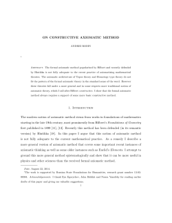 ON CONSTRUCTIVE AXIOMATIC METHOD 1